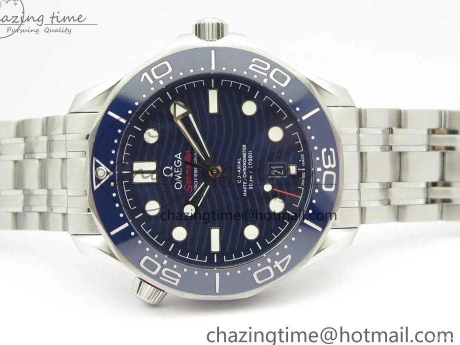 0419 ZeroBulk 2018 Seamaster Diver 300M OMF Best Edition Blue Ceramic Blue Dial on SS Bracelet A8800 (Black Balance Wheel) 7957